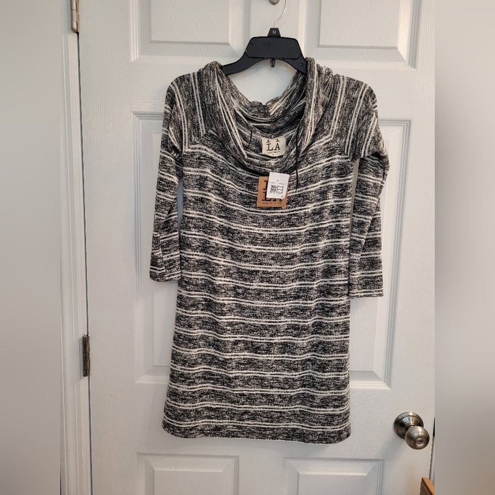 Lightweight striped knit dress or tunic